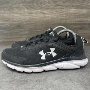 Under Armour Charged Assert 9 Shoes Womens Size 8.5 Black White Sneakers